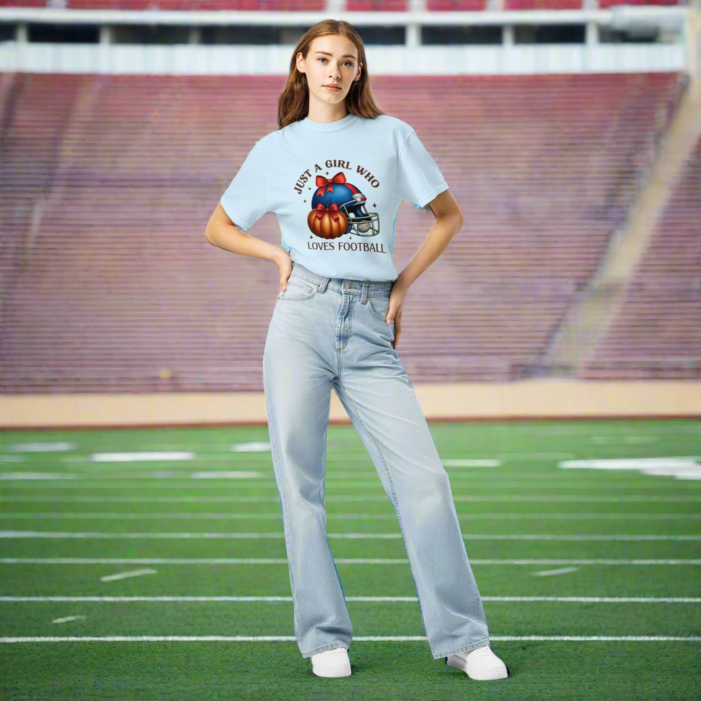 Girl who loves football garment-dyed heavyweight t-shirt