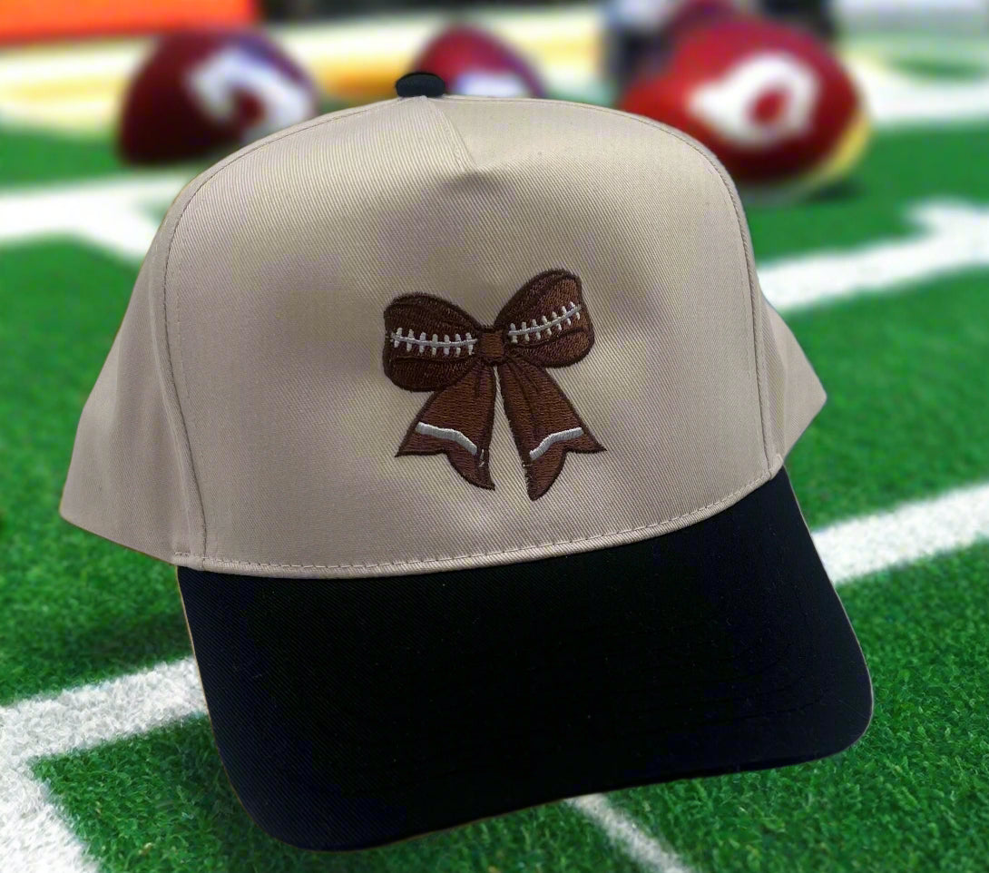 Football Bow Canvas Embroidered Cap