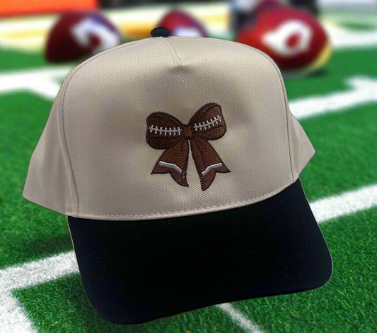 Football Bow Canvas Embroidered Cap