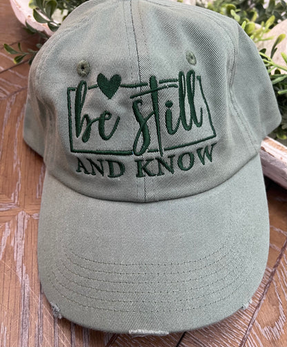 Embroidered Be Still and Know Faith Based Caps