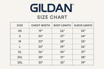 Gildan sweatshirt size chart